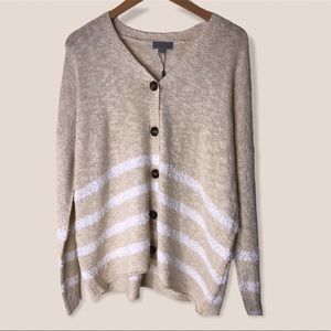 Joseph A striped Button Cardigan Sweater